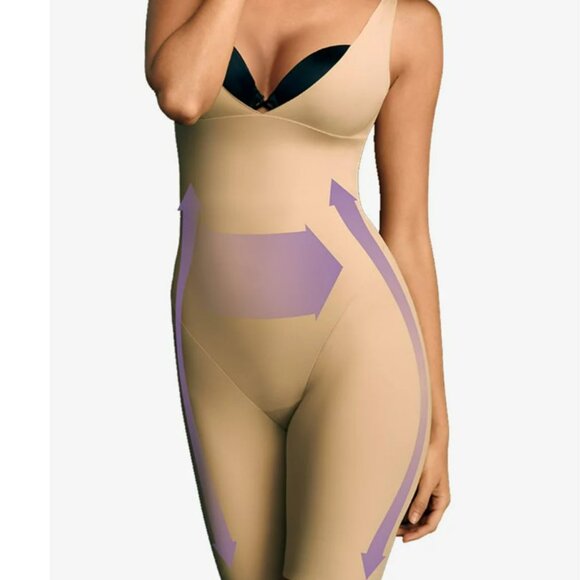 NWT  MAIDENFORM FIRM CONTROL SHAPEWEAR OPEN BUST BODYSHAPER BEIGE 2XL - Picture 3 of 8